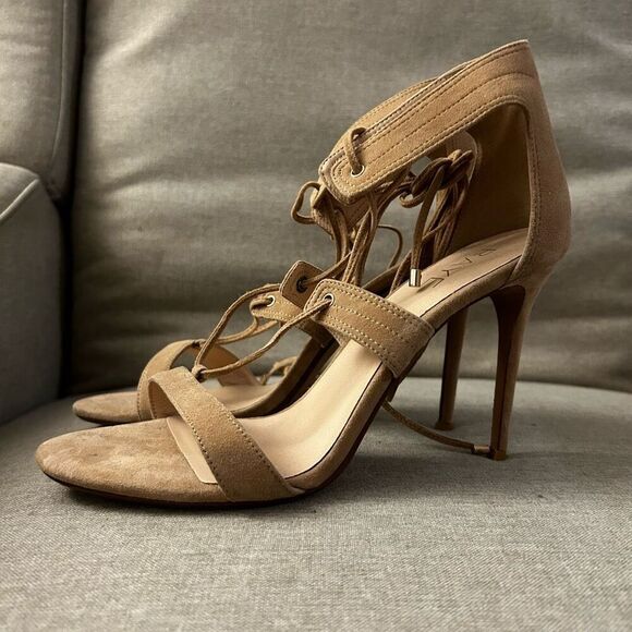 Raye Tan Suede Byron Strappy Heel Pumps Size 9 Eu 40 Classy Polished Classic - Picture 1 of 6
